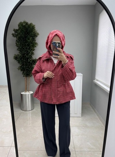 Gülseli Ekose Desen Trençkot